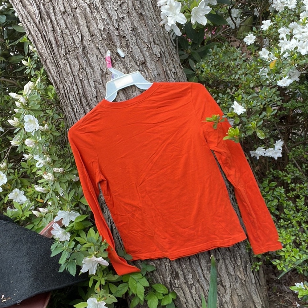 Target Orange Long Sleeves Halloween Tee Black Cat Trick or Treat Juniors L